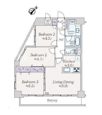 @3LDK@LʐρF66.15m2@oRj[F11.27m2